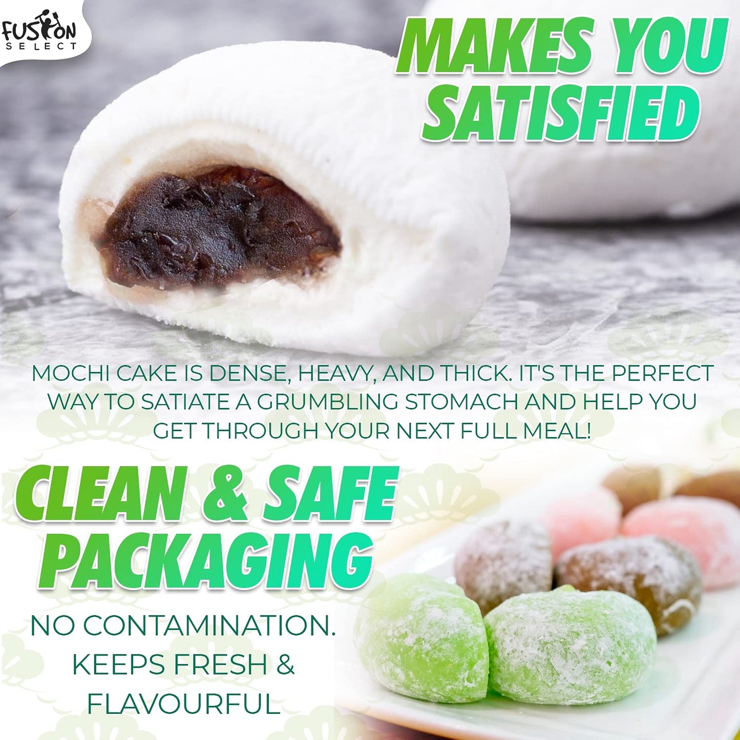 Fusion Select Mochi Daifuku Snacks - Chewy Japanese Rice Cakes - 6 Count (6.35 oz) - Boba Milk Tea Flavor