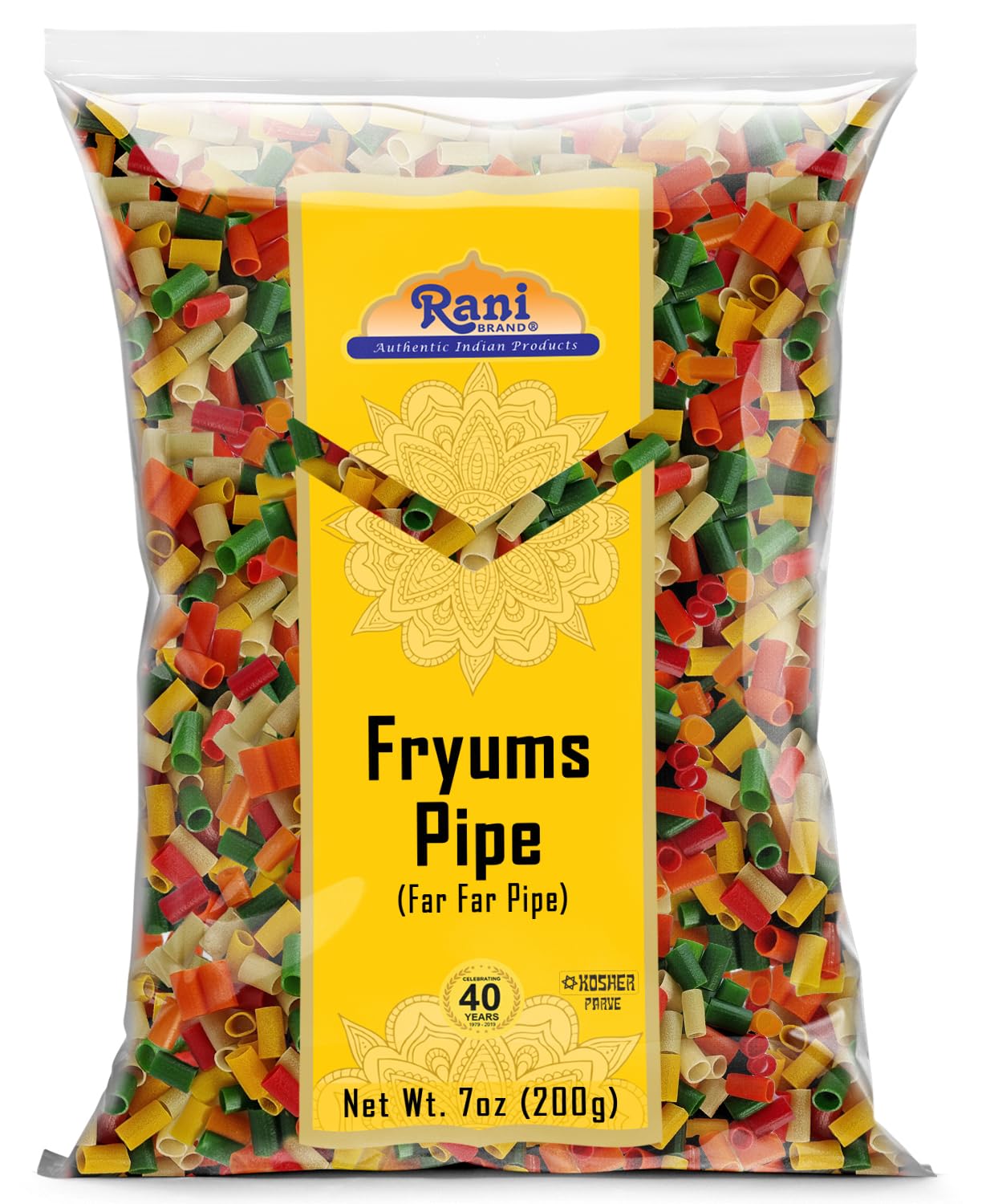 Rani Far Far Fryums - Vegan Wheat & Tapioca Pellets, Round/Pipe Shape, 7oz (200g)