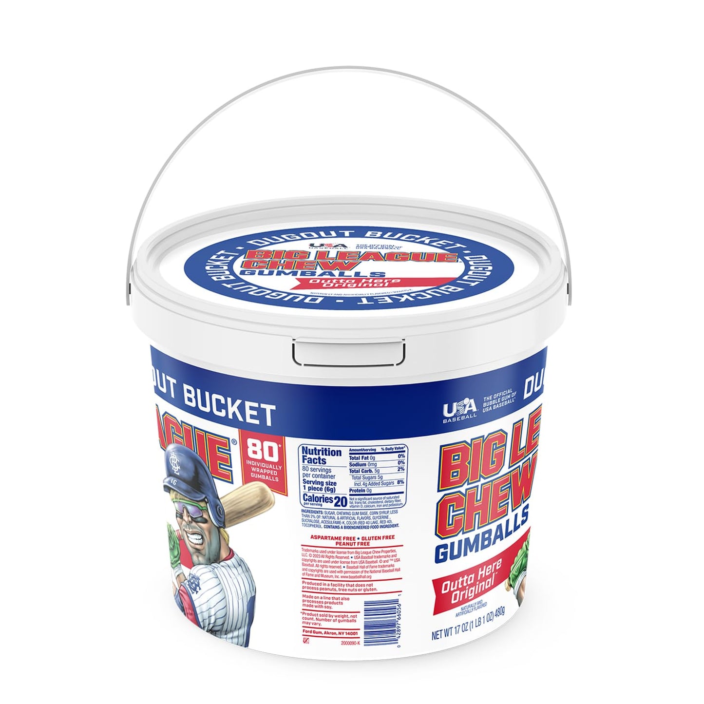 Big League Chew - Original Bubble Gum Flavor + 80Pcs Individually Wrapped Gumballs + For Games, Concessions, Picnics & Parties