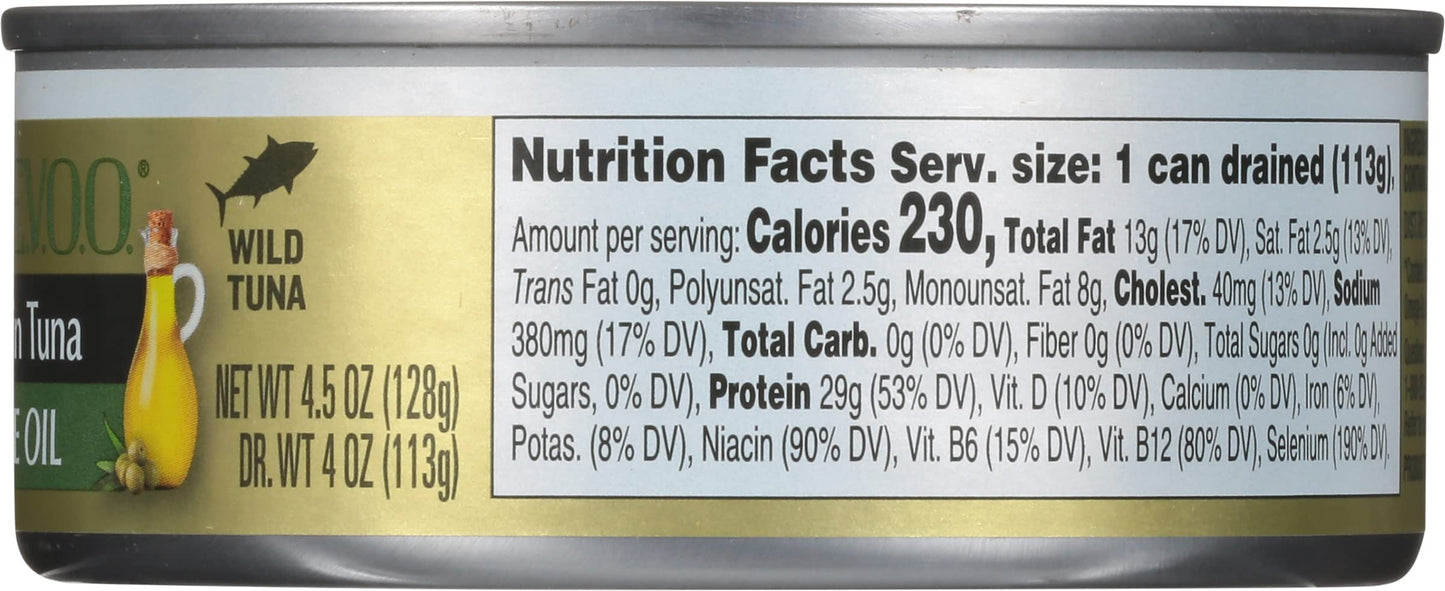 Starkist E.V.O.O. Solid Yellowfin/Light Tuna In Extra Virgin Olive Oil - 4.5 Oz Can (Pack Of 12)(Packaging May Vary)