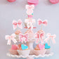 YCTHUNFISH Bowknot Cupcake Toppers - 40 Pack Paper Picks for Wedding, Bridal Shower, Birthday Party - Pink Decor