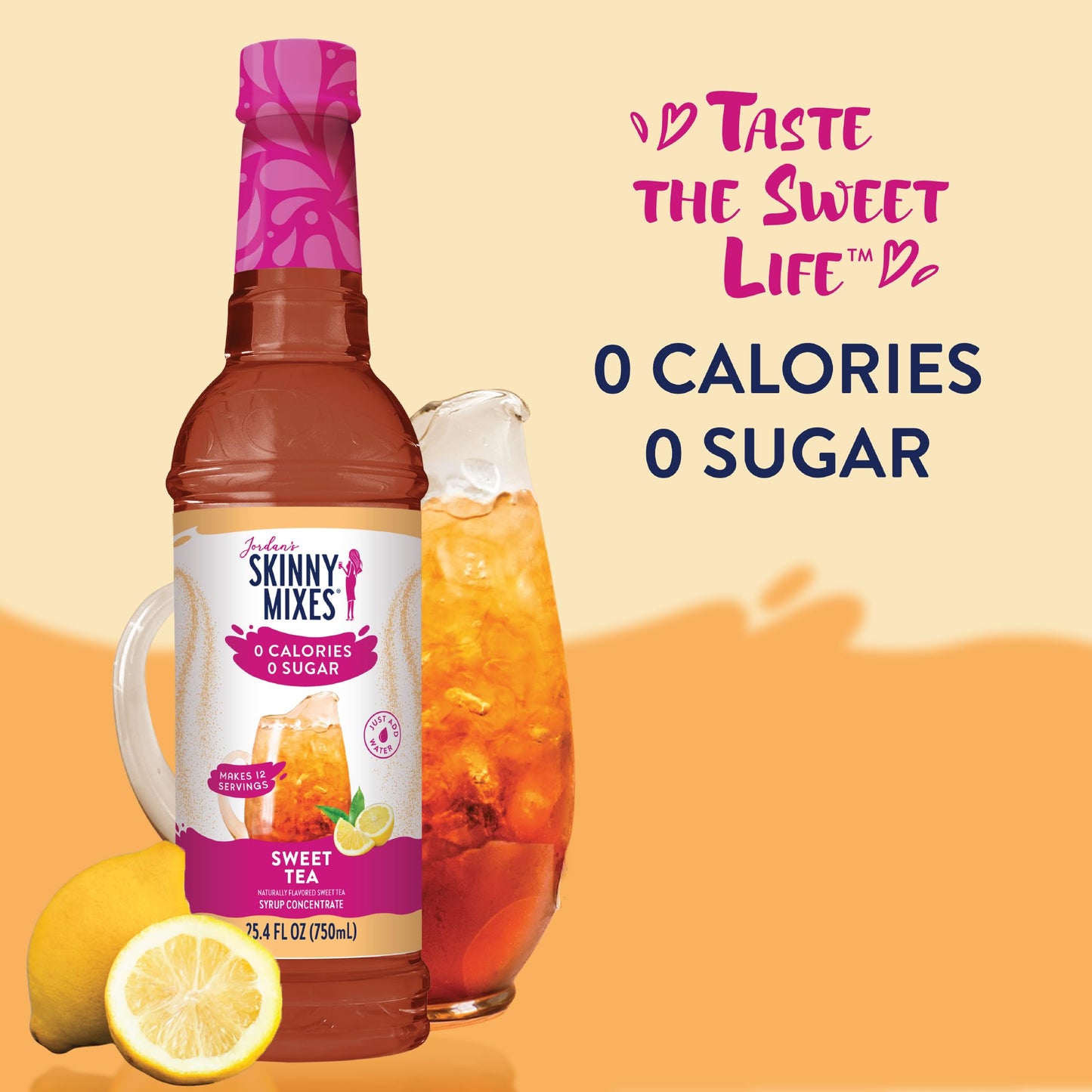 Jordans Skinny Mixes Sugar Free Syrup, Sweet Tea Flavor, Zero Calorie Drink Mix, 25.4 Fl Oz, Keto Friendly, 1 Pack