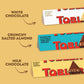 Toblerone Chocolate Gift Box (Milk Chocolate, White Chocolate, & Milk Chocolate With Salted Caramelized Almonds Chocolate Bars), Valentines Day Chocolate Candy, 9 - 3.52 Oz Bars