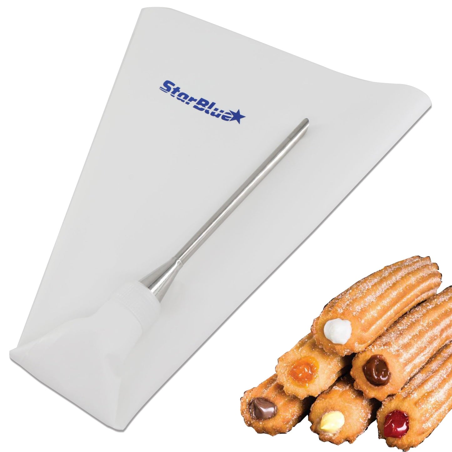 Churro Donut Filler By Starblue - Reusable Piping Bag And Nozzle With Large Needle Injector  Best Fit With Churrera Churro Maker