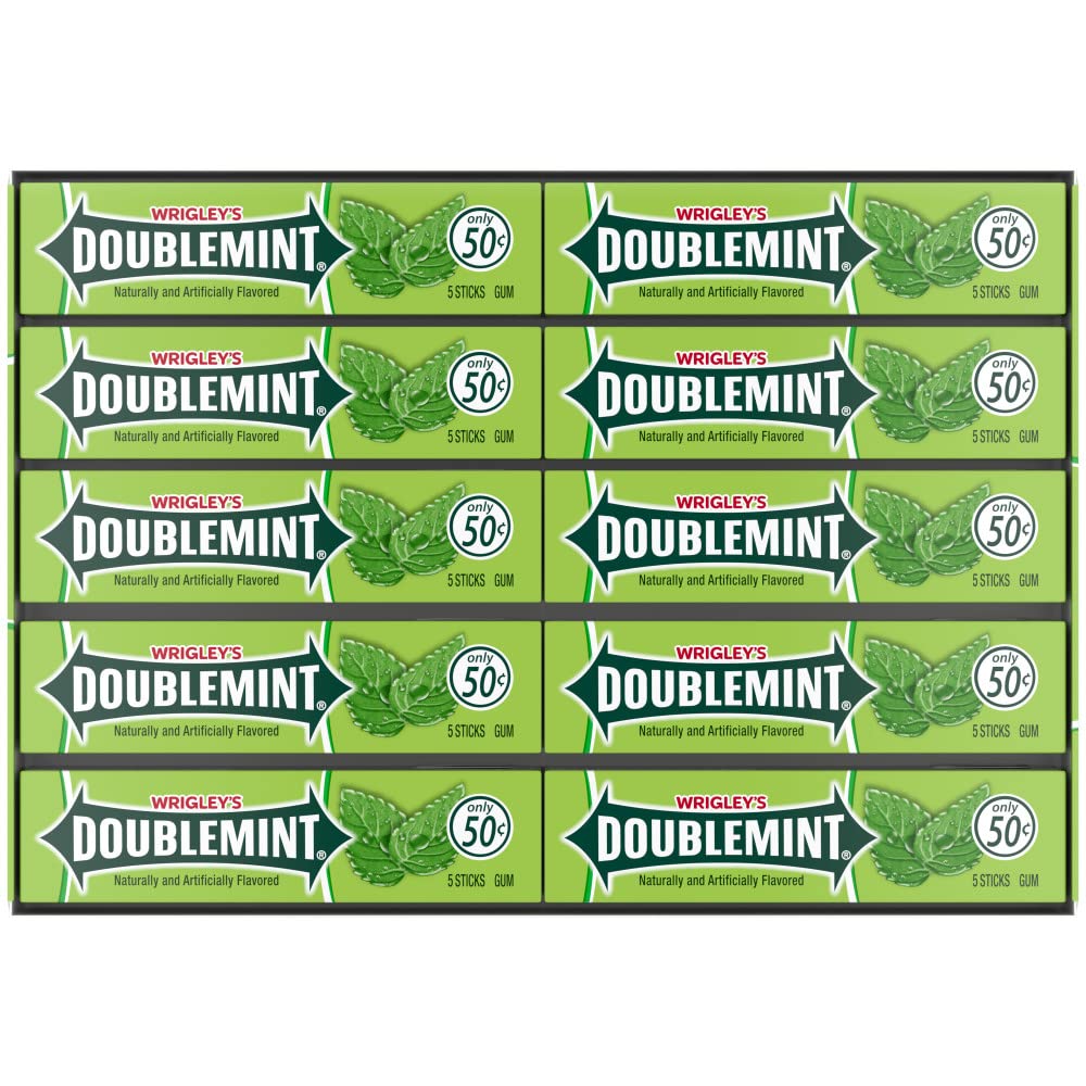 DOUBLEMINT WRIGLEY'S DOUBLEMINT Chewing Gum Bulk Pack, 5 Stick (Pack of 40)