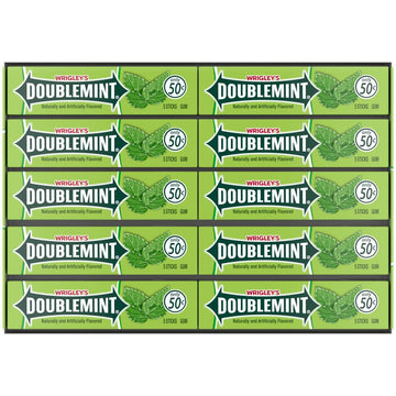 DOUBLEMINT WRIGLEY'S DOUBLEMINT Chewing Gum Bulk Pack, 5 Stick (Pack of 40)