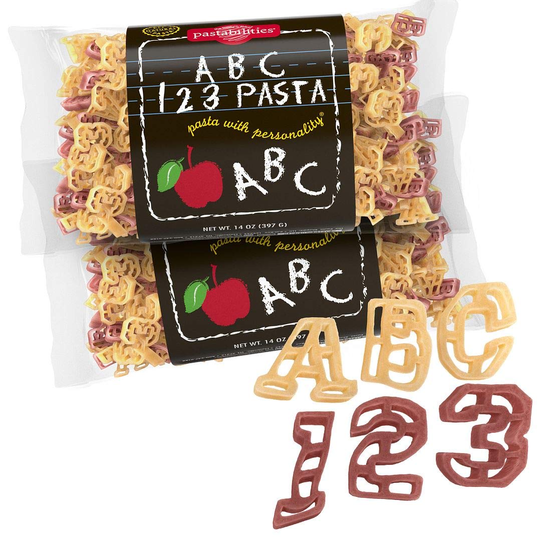 Pastabilities Fun Shaped Pasta For Kids (And Teachers) - Abc 123 Pasta - Letters And Numbers Fun Theme, Non-Gmo Natural Wheat Pasta, All-Natural, Kosher Certified, Made In The Usa, (2 Pack,14 Oz)