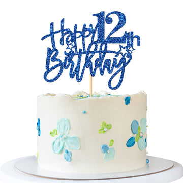 Roadsea Happy 12Th Birthday Cake Topper - Kid Girl Boy Twelve Years Old Birthday Cake Supplies - 12Th Birthday Party Decorations