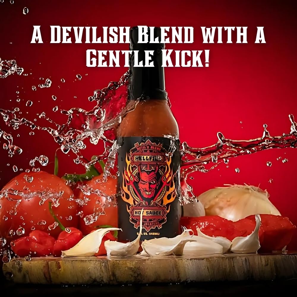 Hellfire Hot Sauce Devils Blend Gift Pack - Gourmet Hot Sauce Variety Pack With 4 Spicy Flavors (Four 5 oz. Bottles)