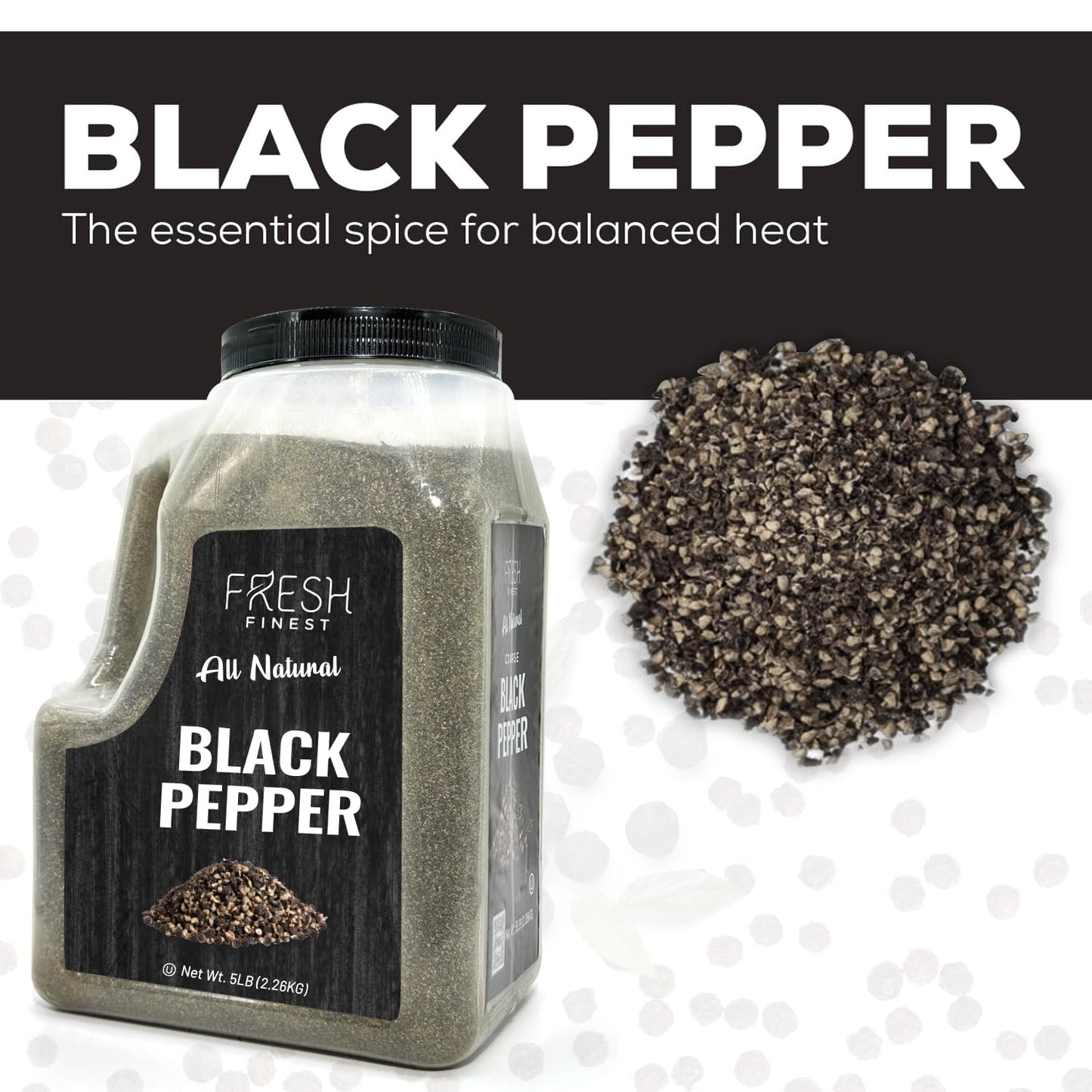 Fresh Finest 5 Lb. Black Pepper, Bulk, Kosher, Black Pepper Ground For Commercial And Home Cooking 5 Lb Black Pepper Freshly Pac