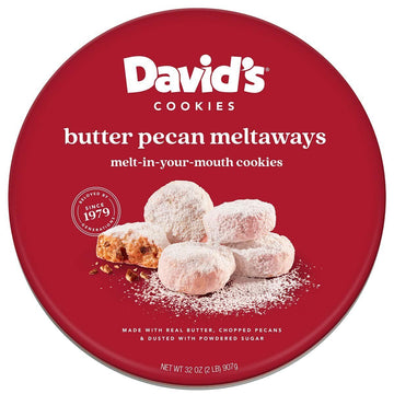 David   S Cookies Gourmet Cookies Butter Pecan Meltaway     32Oz Butter Cookies With Crunchy Pecans And Powdered Sugar     All-N