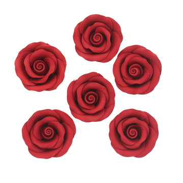 Global Sugar Art Premium Edible Roses, Red, Unwired, Medium 1.5 Inches, 12 Count By Chef Alan Tetreault