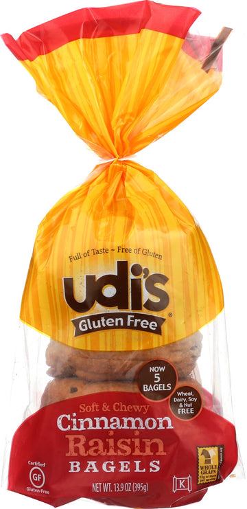 Udis Cinnamon Raisin Gluten Free Bagels