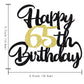 Klionjor 65th Birthday Cake Topper - Black Gold Glitter Cardboard Decoration