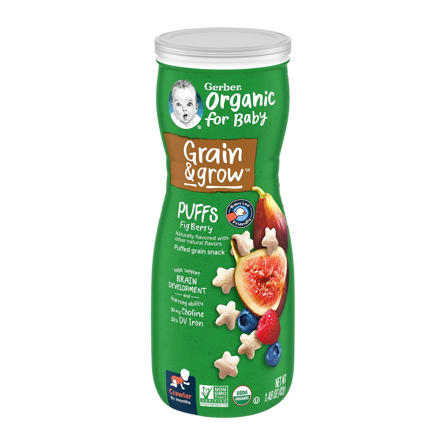 Gerber Baby Snacks Organic Puffs, Fig Berry, 1.48 Ounce (Pack Of 6)