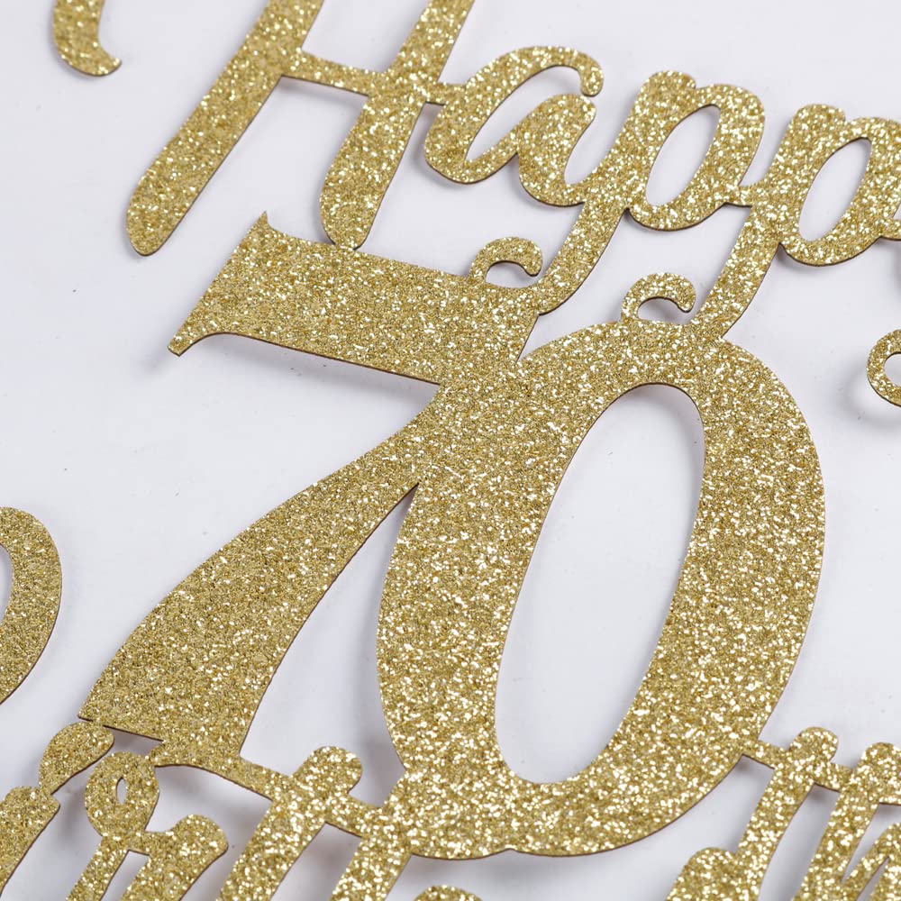 Palasasa Gold Happy 70Th Birthday Cake Topper - 70Th Anniversary Cake Topper Party Decorations (70Th)