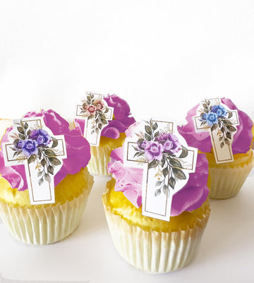 Sugar Robot Edible Easter Cross Decor For Cake Decorating -Edible Crosses For Cupcake Toppers - Easter Cake Toppers - Made In Th