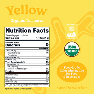 Nutricost Yellow Plant Based Food Coloring From Organic Turmeric Powder (70 Servings) - Nutricolor Color Alternative For Food &