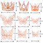 30 Pieces Mini Crown Cake Topper Small Rose Gold Crown Mini Tiara With 3D Rose Gold Butterfly Decoration 3D For Flower Arrangeme