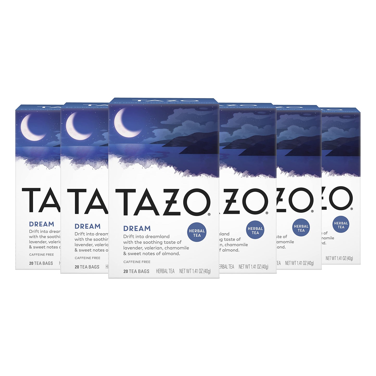 Tazo Dream Herbal Tea Bags  Nighttime Team  20 Count (Pack Of 6)