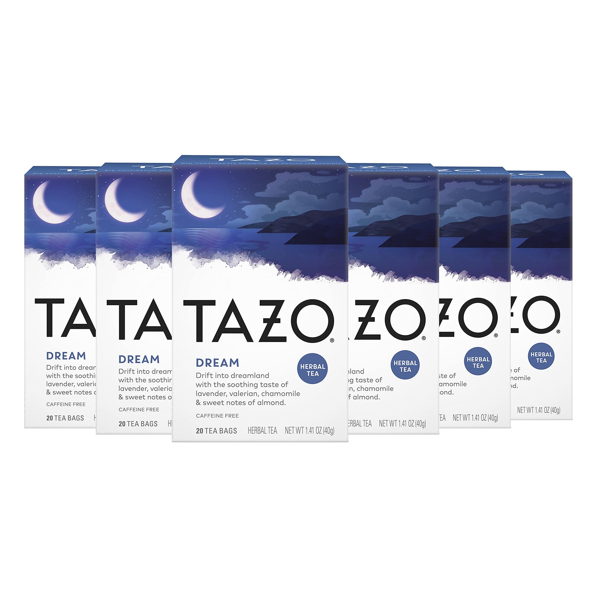Tazo Dream Herbal Tea Bags  Nighttime Team  20 Count (Pack Of 6)