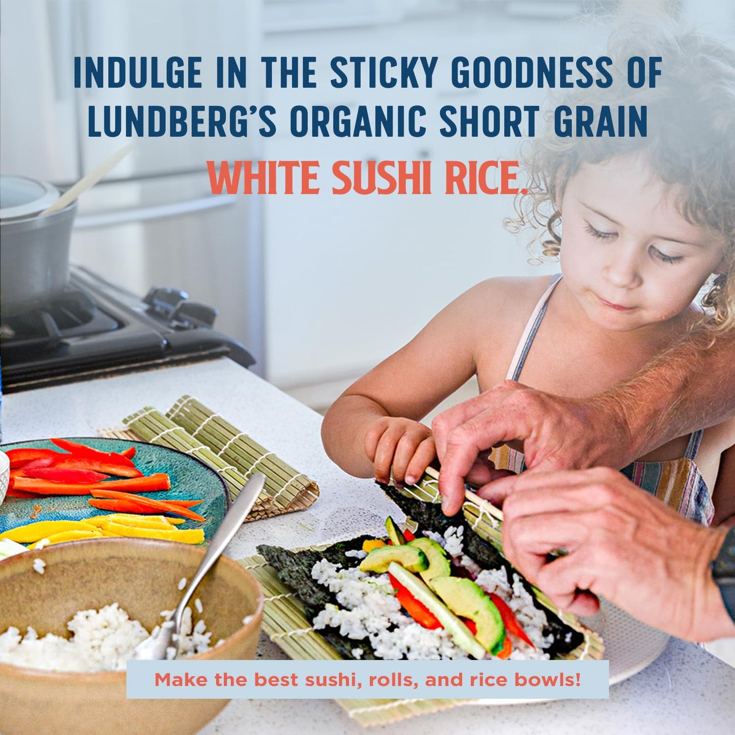 Lundberg Organic California Sushi Rice - Short Grain Rice, White Japanese-Style Sticky Rice for Perfect Sushi Rolls, Rice Bowls,