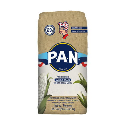 P.A.N. Whole Grain White Corn Meal - Pre-cooked Gluten Free and Kosher Flour (2lb 3.27oz) (Pack of 1)