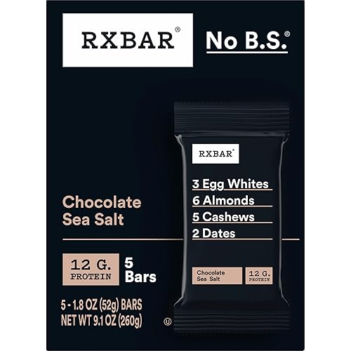 RXBAR Protein Bars, Protein Snack, Snack Bars, Chocolate Sea Salt, 9.1oz (5 Bars)