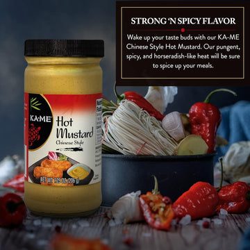 Ka-Me Hot Mustard 7.25 Oz, Asian Ingredients And Flavors, No Preservatives/Msg, Condiments For Egg & Spring Rolls, Fried Wonton, Roasted Pork Belly, Chinese Beef Hot Pot And Many More