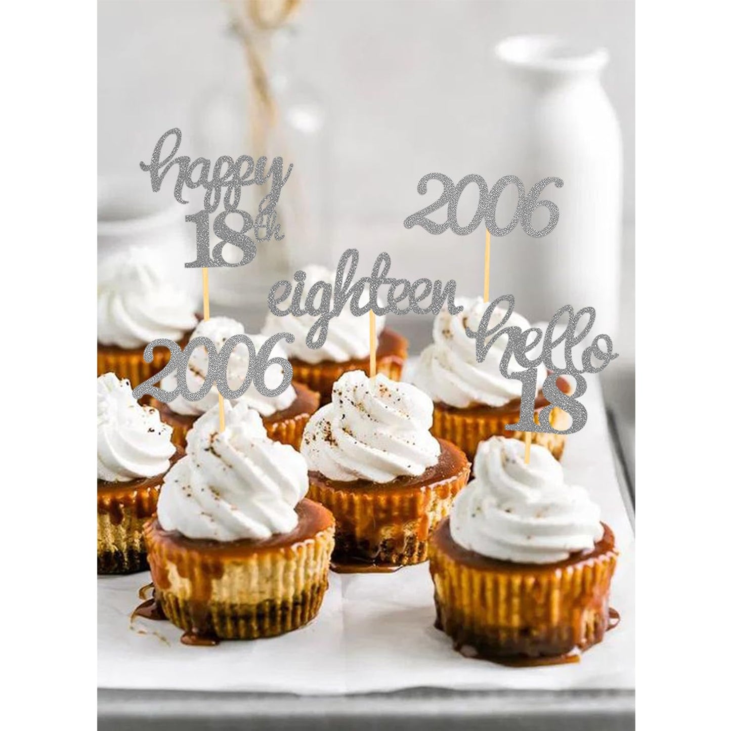 24 Pcs Glitter 18Th Birthday Cupcake Toppers For Celebrating 18Th Birthday Party Decorations For Eighteen Years Old Birthday Par