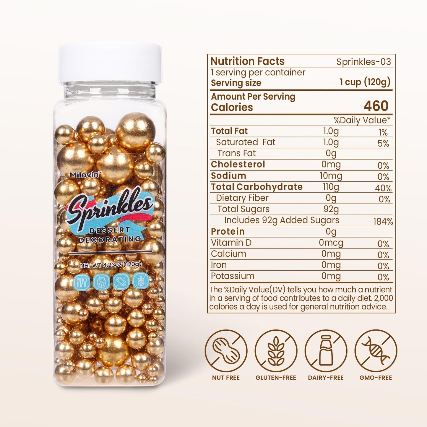 Pearl Sprinkles, Gold Pearls For Cake Decorating, Cake Pearls, Metallic Pearl Sprinkles Mix For Cake, Cupcakes, Macaron, Ice Cre