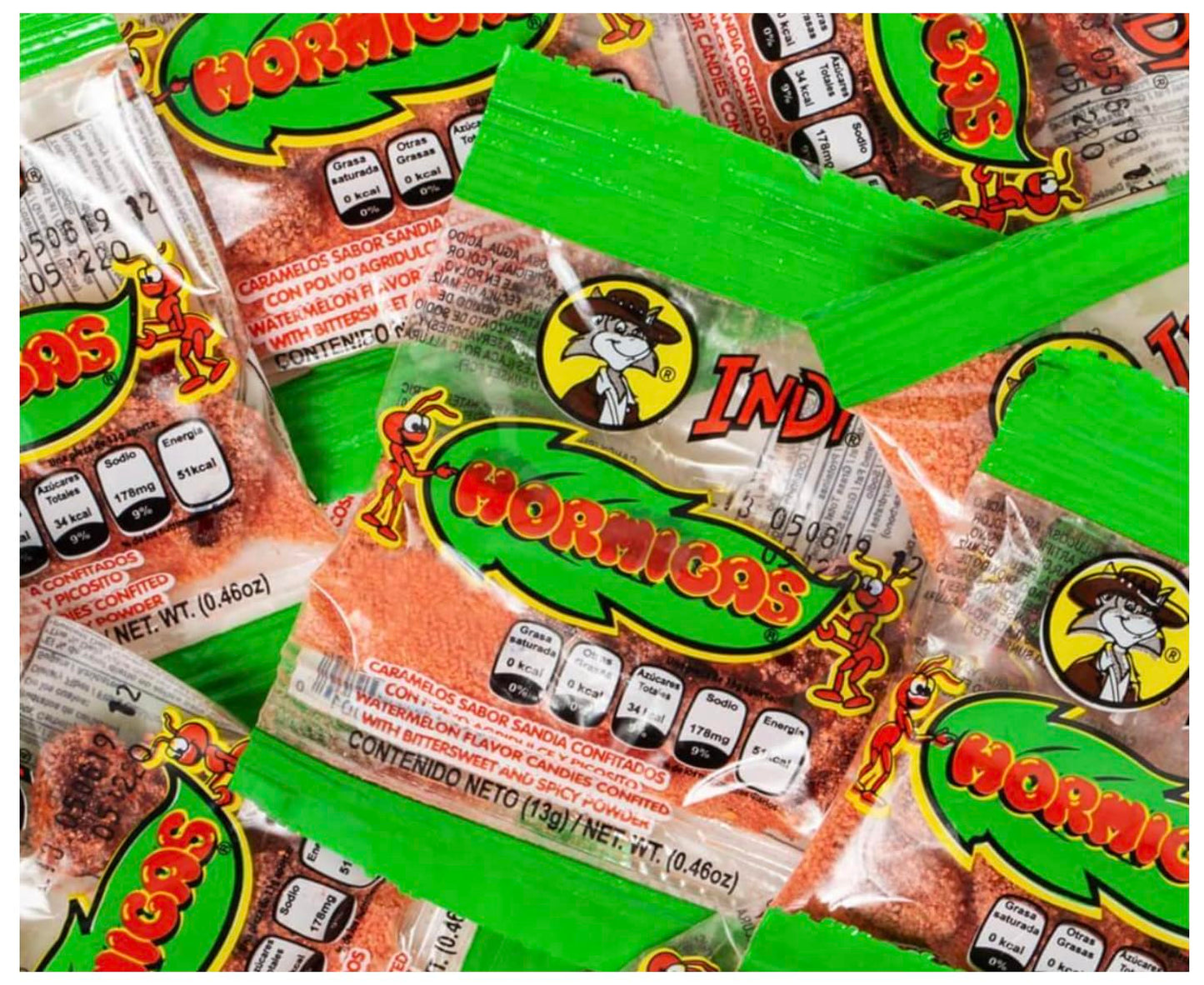 2 Packs - Hormigas Watermelon Flavor Mexican Candies Confited With Spicy Powder 24 Pcs