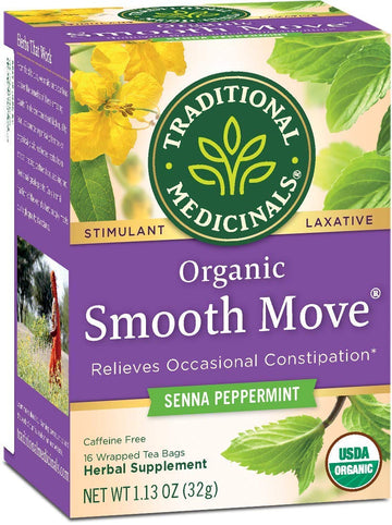 Traditional Medicinals Peppermint Smooth Move Herbal Tea Bags, 16 Count, Model 032917002006