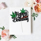 ZFMY Wong Happy Birthday Cake Topper - Black Glitter   Leaf Decoration - 14.5cm/5.7in x 10.7cm/4.2in