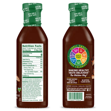 Walden Farms Hickory Smoked BBQ Sauce, Zero Calorie, Sugar Free, Keto, 12 oz Bottles, 6-Pack