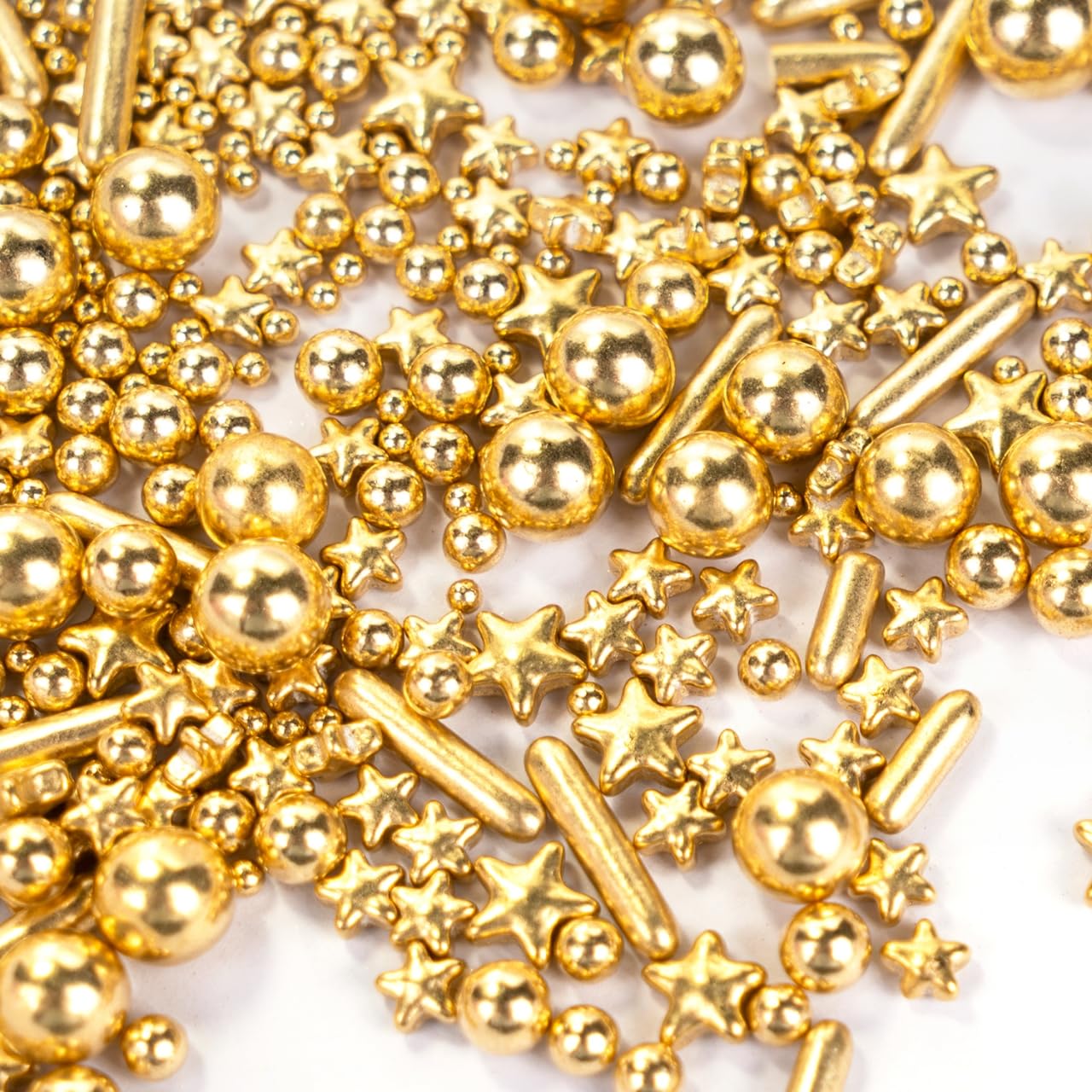 Dazzjoy Edible Gold Pearl Sprinkles, Sugar Candy Pearls, Food Grade, 130G/4.58Oz, Gold Star Pearls Sprinkles For Cake Decorating