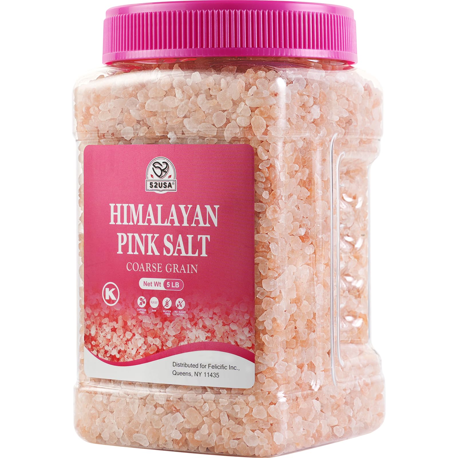 52USA Himalayan Pink Salt for Grinder Refill, 80oz (5 Pound), Himalayan Coarse Salt, Pink Himalayan Sea Salt, Unrefined Rock Sal