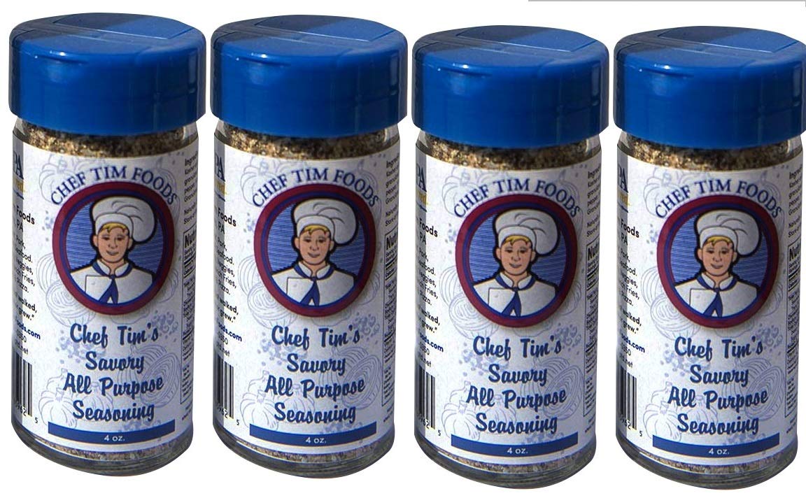Chef Tims Savory All Purpose Seasoning 4 Oz. (Pack Of 4) Good On Anything That Walked Swam Flew Or Grew.