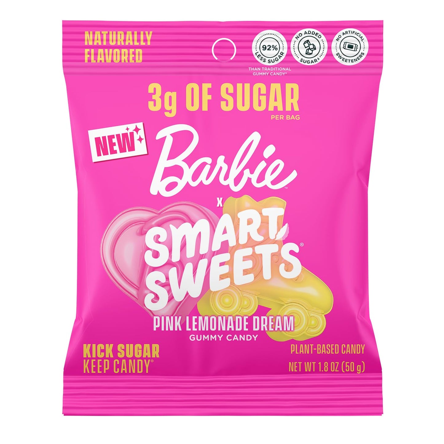 SmartSweets Gummy Candy, Low Sugar, Gluten-Free, 1.8oz (Pack of 14), Pink Lemonade Flavor