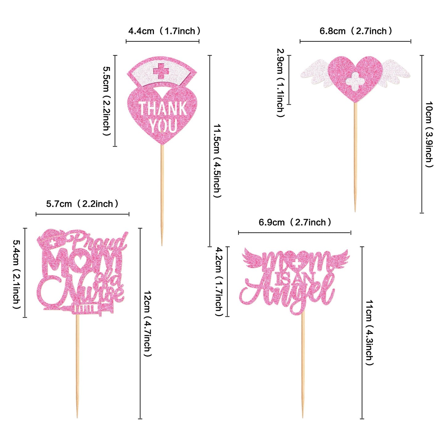 Ercadio 24Pcs Nurse Cupcake Toppers Nursing School Graduation Cupcake Picks Thank You Mom Is An Angee For Medical Nurse Themed B