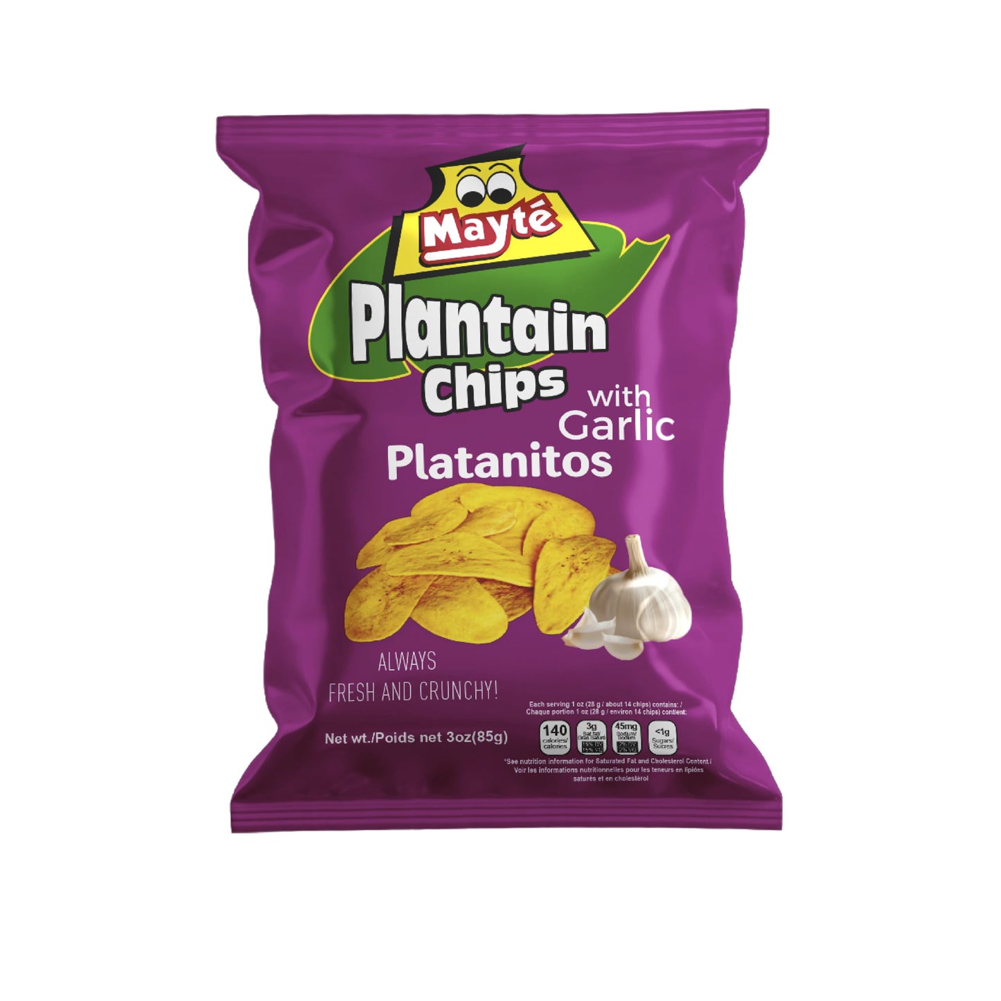 Mayt   Garlic Chips | Healthy Snacks | 3 Oz Snacks | Non Gmo | Gluten Free Snacks | Kosher | Garlic Chips Fried | Plantains Chip