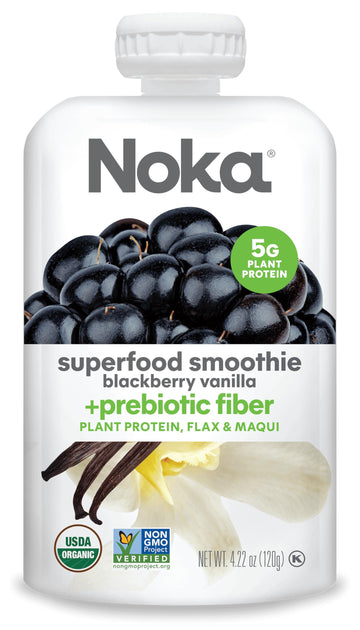 NOKA Organic Blackberry Vanilla Smoothie, 4.22 OZ, Superfood Blend, Pack of 1