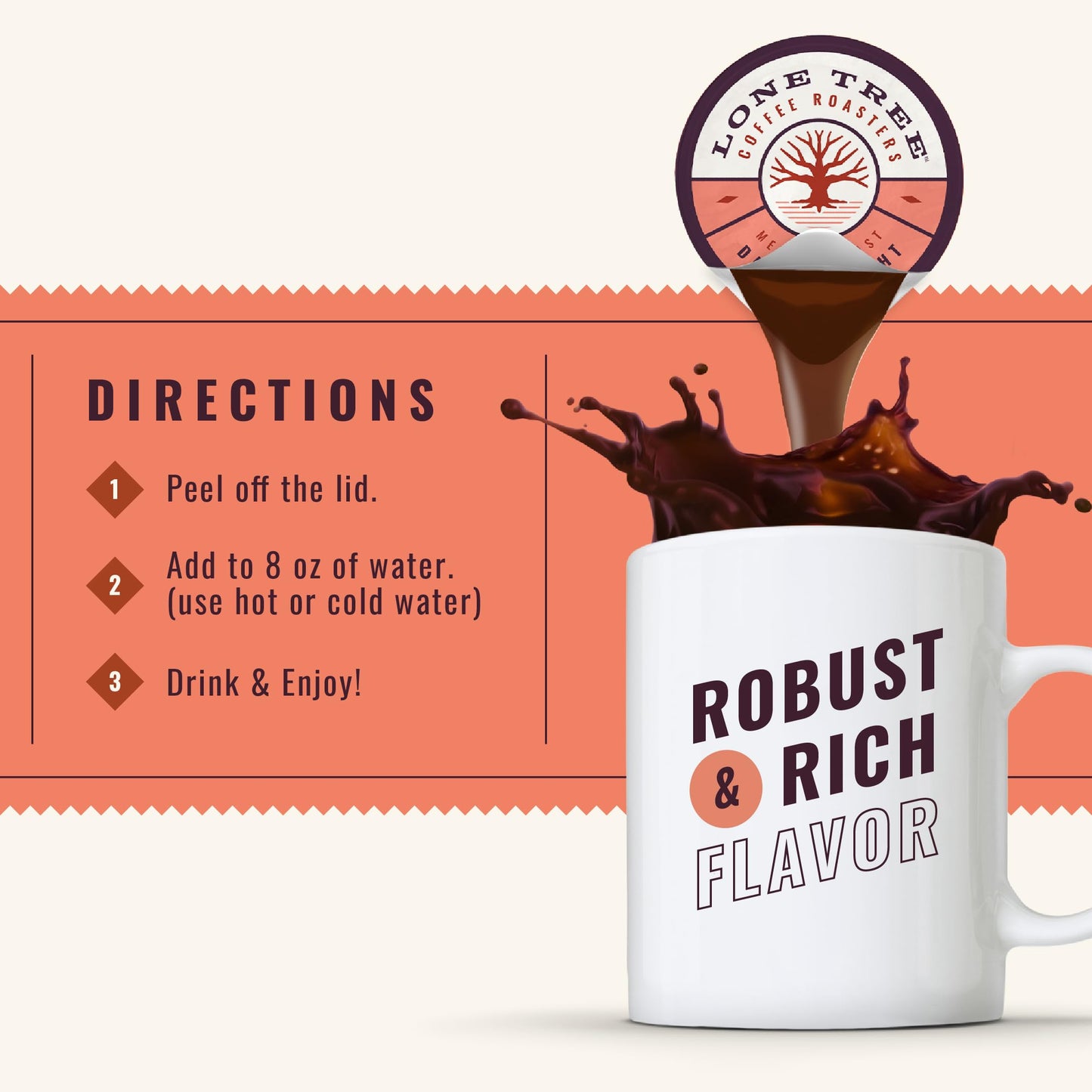 Lone Tree Single-Serve Coffee Pods - enhanced 100% Arabica Liquid Concentrate - Daily Delight Medium Roast - 12 Pods - Ready Hot or Iced