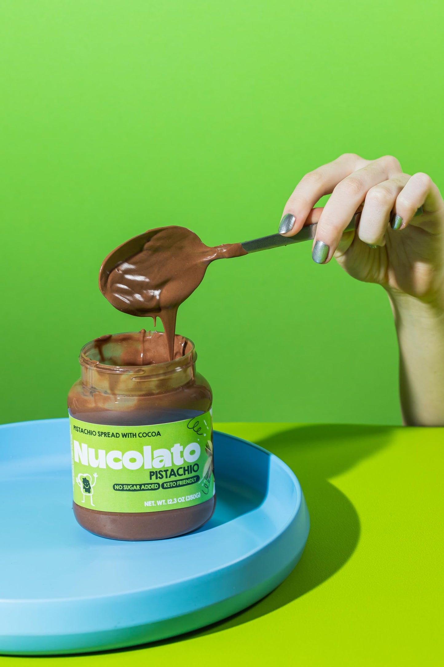 Nucolato | Pistachio Chocolate Spread | 12.3 Oz - 350 G | Keto Friendly - Gluten Free - No Sugar Added | Food Snacks | Perfect T