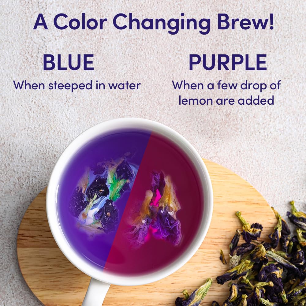 VAHDAM Butterfly Pea Flower Tea Bags - Vegan, Non-GMO, 40 Pyramid Teabags, Biodegradable for Iced Tea, Cooking & Cocktails