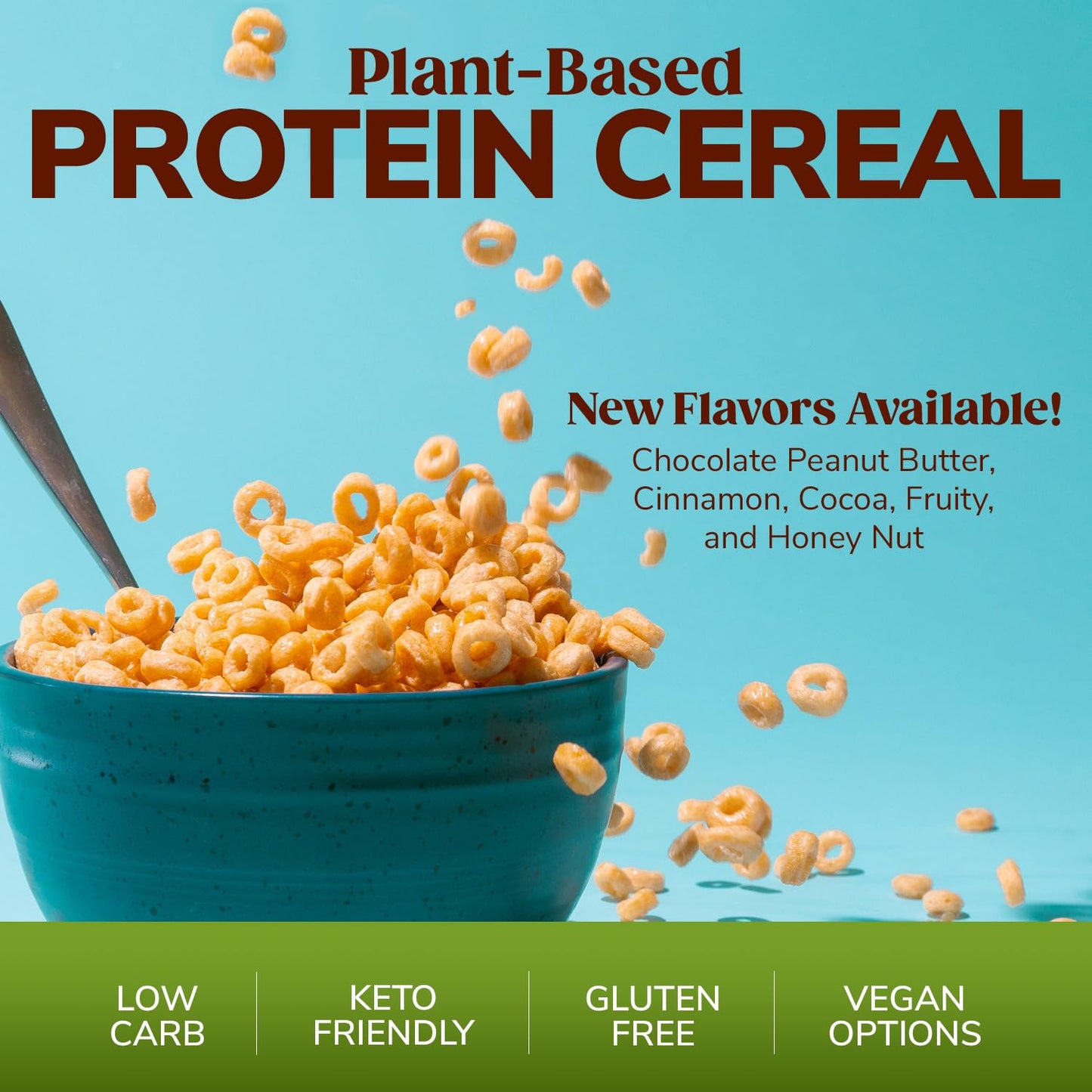 Bariwise Protein Cereal, Cinnamon, Zero Sugar, Gluten Free, Keto Friendly & Low Carb (7Ct)