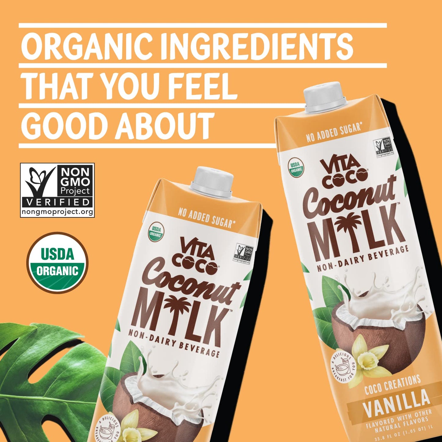 Vita Coco Vanilla Organic Coconut Milk, Plant Based, Dairy Free Milk Alternative - Gluten Free, Soy Free, and Unsweetened - Perf