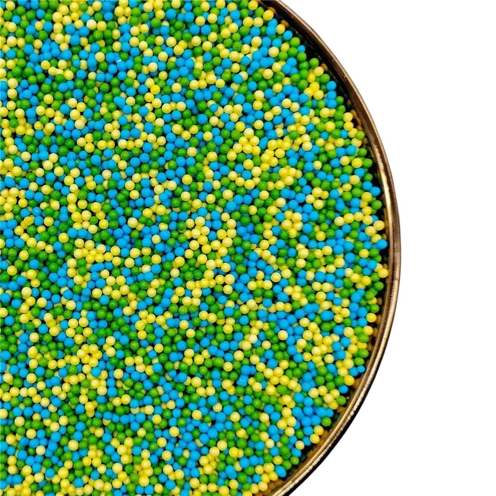 Nonpareils Sprinkles 130g/4.6oz,Green Blue Yellow Edible Pearl Sprinkles for Cake Decorations, Baking, Ice Cream, Cookies, Cupca