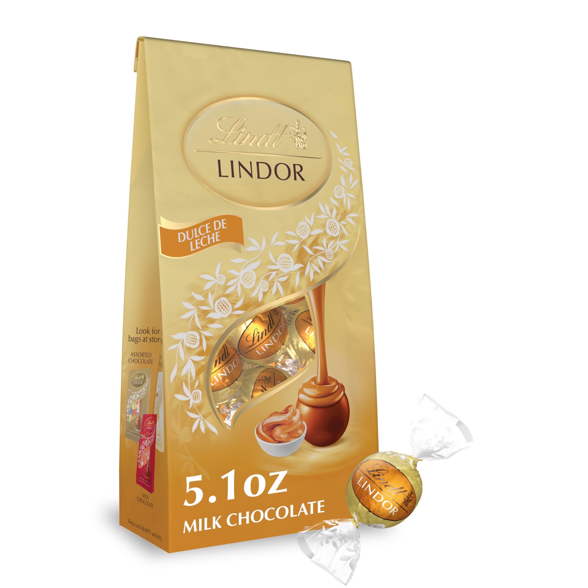 Lindt LINDOR Dulce de Leche Truffles, Milk Chocolate Candy, 5.1 oz Bag (6 Pack)