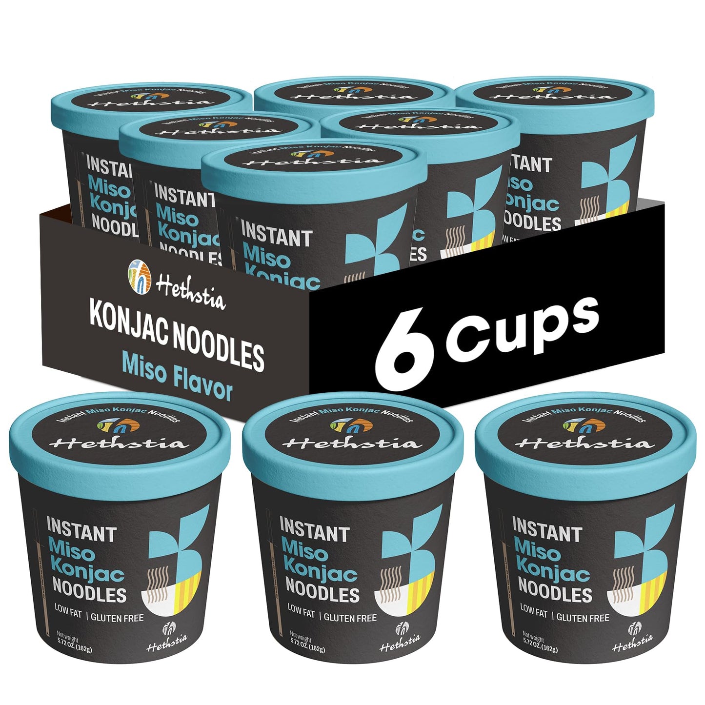 Hethstia Konjac Noodles Instant Miso Soup Cup, 6 Packs, Low Carb, Keto-Friendly, 5.72 Ounce